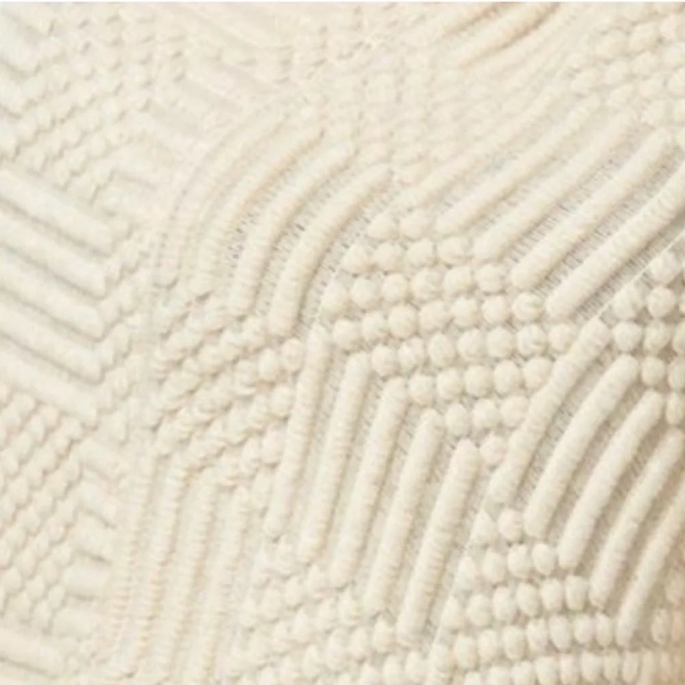 INC Int’l Concepts Cream Textured Knit Fringe Poncho Sweater - Cozy 0XL/1XL - Picture 2 of 5